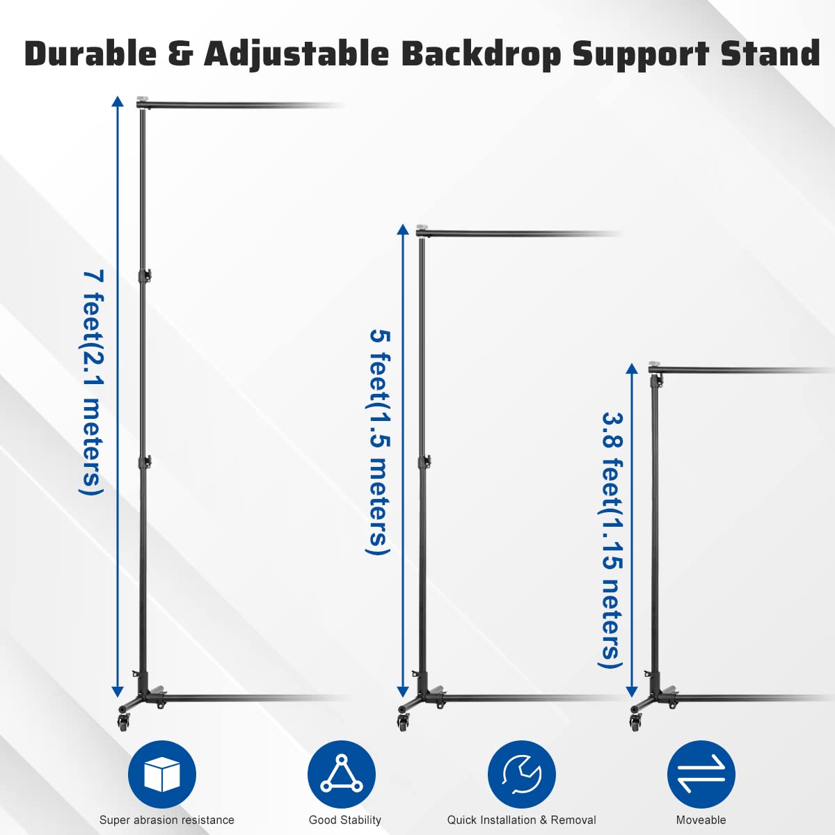 ALINBIN Backdrop Stand on Wheels 10x7ft(WxH) Photo Studio Adjustable Backdrop Stand for Parties Background Support Kit with 6 Crossbars 4 Backdrop Clamps for Paties Wedding Events Decoration