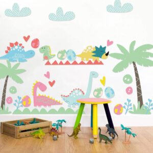 dinosaur wall decals vinyl cute dinosaur wall stickers for boy and girl bedroom daycare classroom playroom and kids room wall decor