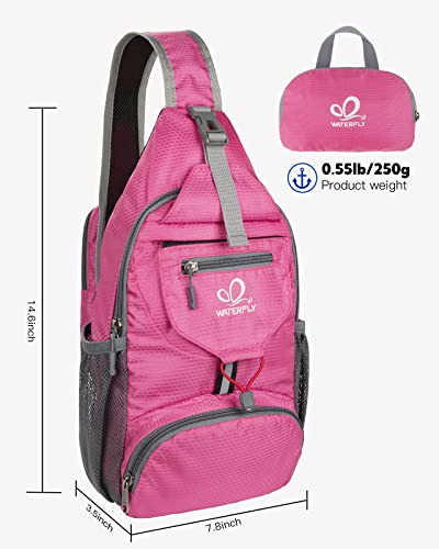 WATERFLY Packable Small Crossbody Sling Backpack Shoulder Chest Bag Daypack for Hiking Traveling