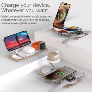 PETINO Magnetic Charging Station,3 in 1 Faster Mag-Safe Wireless Charger Stand, Wireless Charging Pad for Apple Devices, iPhone 15/14/13/12 Series, Apple Watch Series, AirPods Pro(Golden)