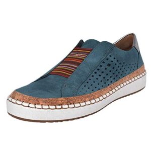 eczipvz sneakers for women walking shoes, women's low top round toe flat loafers casual comfortable slip on fashion sneakers blue