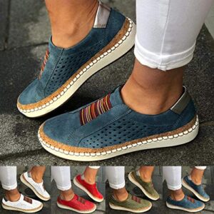 eczipvz Sneakers for Women Walking Shoes, Women's Low Top Round Toe Flat Loafers Casual Comfortable Slip on Fashion Sneakers Blue