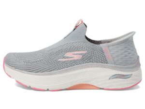 skechers women's max cushioning arch fit fluidity hands free slip-ins sneaker, gray/pink, 8.5