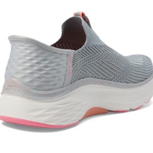 Skechers Women's Max Cushioning Arch Fit Fluidity Hands Free Slip-Ins Sneaker, Gray/Pink, 8.5