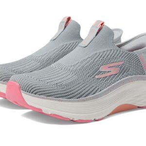 Skechers Women's Max Cushioning Arch Fit Fluidity Hands Free Slip-Ins Sneaker, Gray/Pink, 8.5