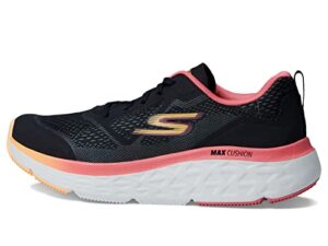 skechers max cushioning delta - ultimate endurance shoes for women - textile upper with padded collar, and stylish black/hot pink 8.5 b - medium