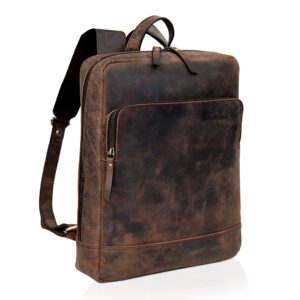 vintage couture premium leather laptop backpack for men and women - stylish, durable, and versatile business & travel bag