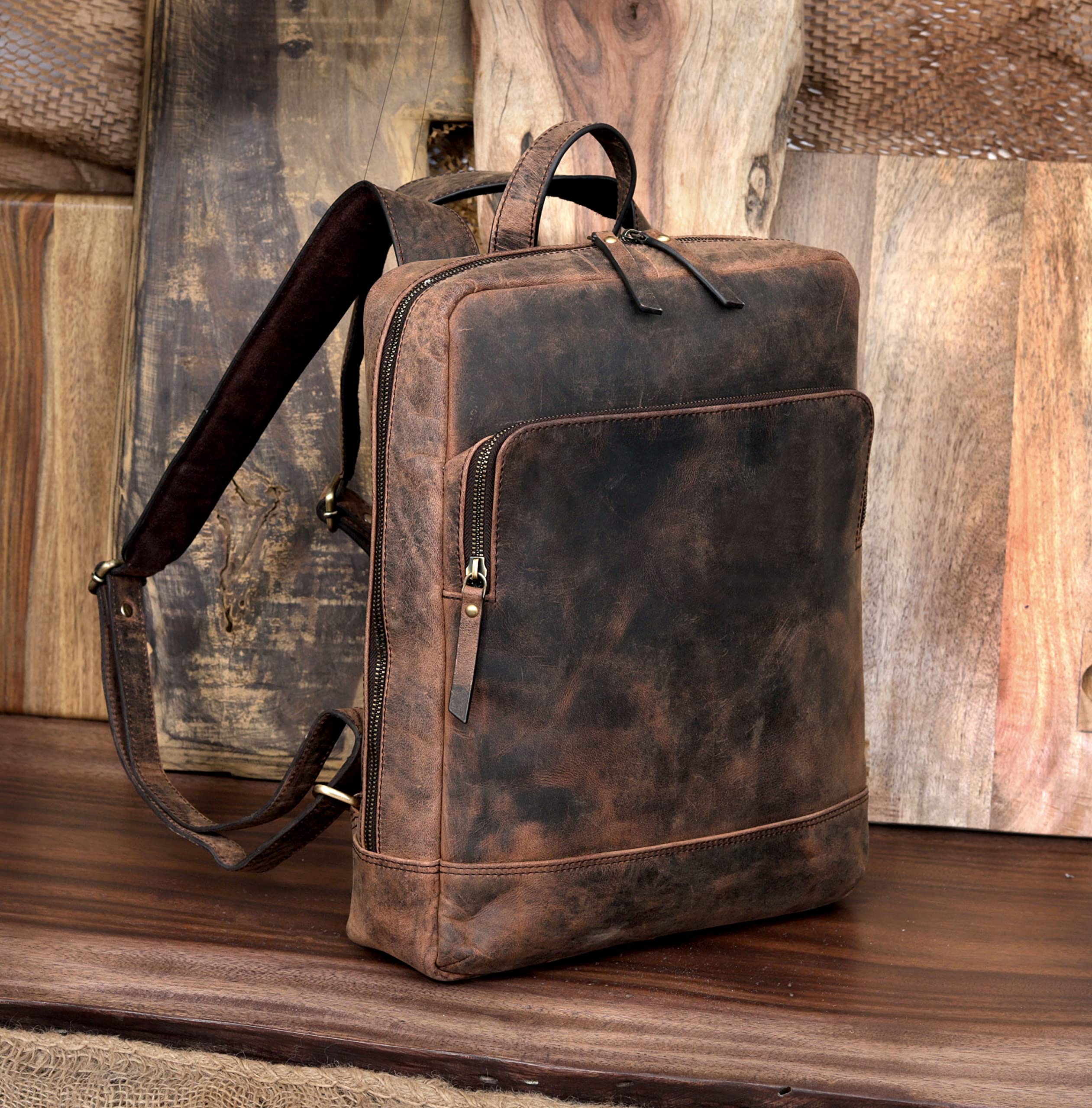 Vintage Couture Premium Leather Laptop Backpack for Men and Women - Stylish, Durable, and Versatile Business & Travel Bag