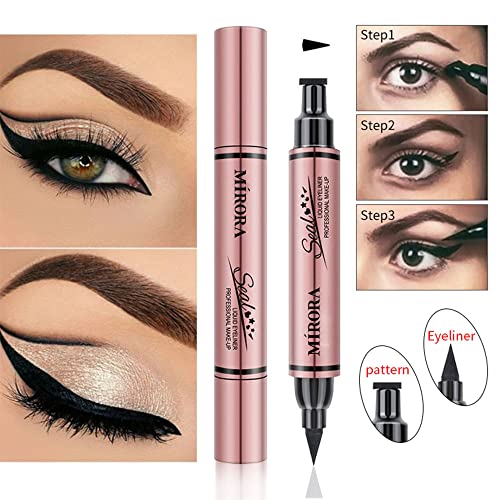 Eyeliner Stamp - Winged Eyeliner Stamp for All Eye Shapes, Easy Cat Eye Stencil Makeup Tool, SmudgeProof & Waterproof Liquid Eye liner Pen, Winged Stamp (10MM, Black)