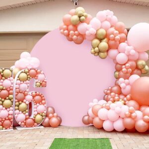 Round Backdrop Cover 7.2x7.2ft Pink Circle Photography Background for Wedding Girl Birthday Decorations