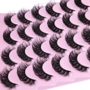 12 Pairs False Eyelashes Russian Strip Lashes D Curl Fluffy 3D Faux Mink Lashes wtvane 15MM Wispy Fake Eyelashes Natural Look Eyelash Extension Pack