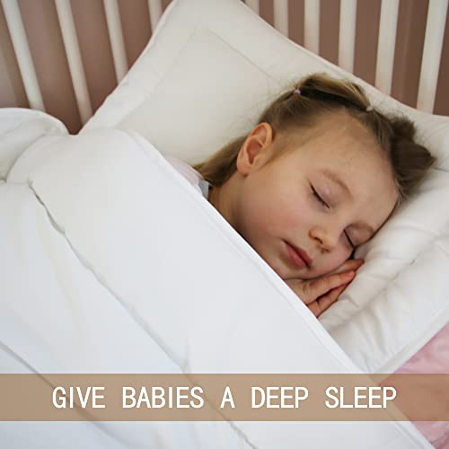 ZPECC Toddler Comforter Blanket - 39" x 53" Down Alternative Crib Duvet Set, Includes Baby Quilt, Flat Pillow, Bear Stitching