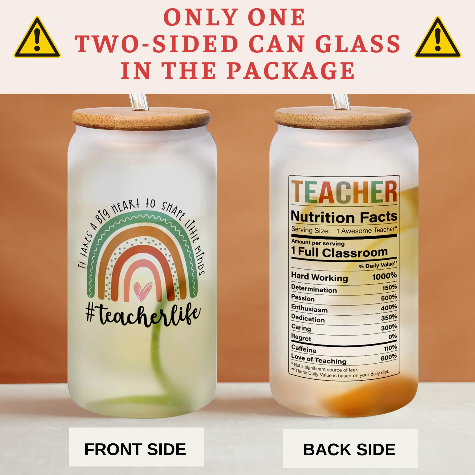 Teacher Appreciation Gifts - Teacher Gifts for Women - Thank You Teacher Gifts, Teachers Appreciation Gifts - Teacher Birthday Gifts, Back To School Gifts, Teacher Retirement Gifts - 16 Oz Can Glass