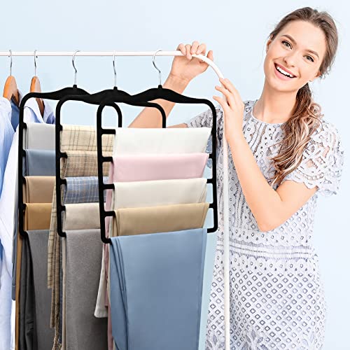 Closet Organizers and Storage,3 Pack Organization and Storage Pants-Hangers-Space-Saving,Velvet Hanger for Dorm Room for College Students Girls Boys Guys Hanging Jean Scarf