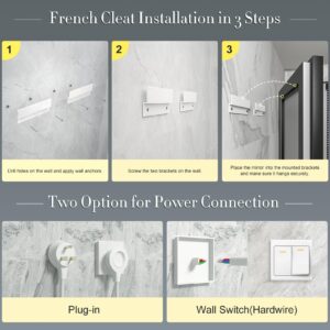 CHARMOR 88X38 LED Bathroom Mirror for Wall, Large Dimmable Lighted Mirror for Bathroom Vanity with Black Frame, Anti-Fog, Shatterproof, Memory, ETL Listed (Backlit and Front Lights)