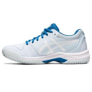 asics women's gel-dedicate 7 clay tennis shoes, 8, sky/white
