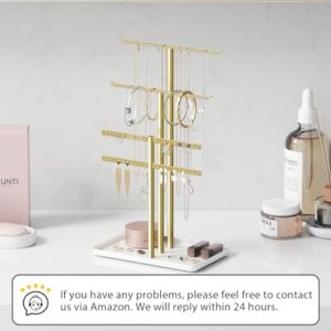 pickpiff Jewelry Stand Holder Organizer: 14.5" Sturdy Jewelry Hanger for Necklace, Earring, Bracelet, Gold and White