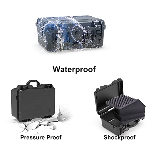 Ant Mag Waterproof Hard Case with Customizable Foam Portable for Camera, Drone, Equipment, Tools, Protective Travel Case for Storage, Carrying, Exterior Size 18.5 * 13.6 * 7.87inches, Black