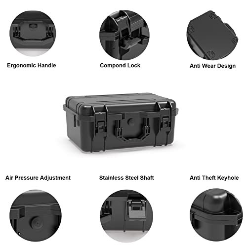 Ant Mag Waterproof Hard Case with Customizable Foam Portable for Camera, Drone, Equipment, Tools, Protective Travel Case for Storage, Carrying, Exterior Size 18.5 * 13.6 * 7.87inches, Black