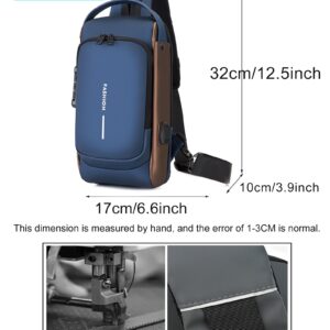 Geanbun Anti-Theft Sling Bag USB Shoulder Bag Crossbody Backpack Waterproof Chest Daypack Lightweight(Blue)