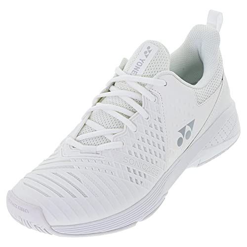 YONEX Women's Power Cushion Sonicage 3 Tennis Shoes (White/Silver, us_Footwear_Size_System, Adult, Women, Numeric, Medium, Numeric_8_Point_5)