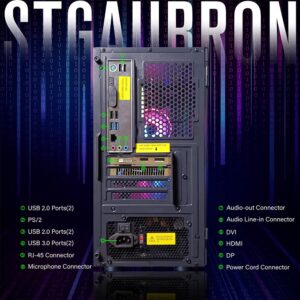 STGAubron Gaming Desktop PC, Intel Core I5 3.3Ghz up to 3.7Ghz, AMD Radeon RX 550 4G GDDR5, 16G Ram, 512G SSD, WiFi, BT 5.0, RGB Fan x 3, RGB Keybaord & Mouse, RGB Mouse Pad, W10H64