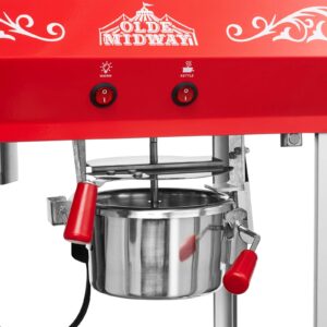 Olde Midway Bar Style Popcorn Machine, 4-Ounce Popcorn Maker Popper, Red