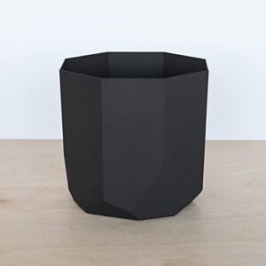 Bloem Tuxton Modern Hexagon Small Planter: 10" - Black - Matte Finish, Durable Resin, Modern Design, Optional Drainage Holes, for Indoor and Outdoor Use, Gardening, 2.7 Gallon Capacity