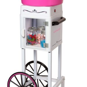 Nostalgia NCCCRT2PKWH Professional Cotton Candy Cart, 36”, White