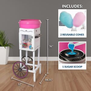 Nostalgia NCCCRT2PKWH Professional Cotton Candy Cart, 36”, White