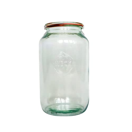 Weck Jars 776 101.4 fl. oz Wide-Mouth Barrel Jar | Large Glass Jar Storage for Food, Sugar, Flour | Safely Store Your Food with an Air-Tight Seal and Lid | Made in Germany, Rust-Proof & BPA-Free