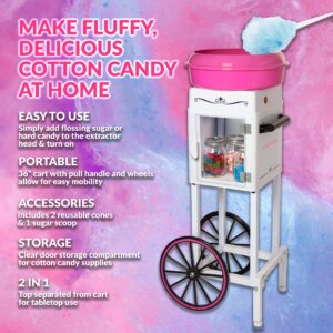 Nostalgia NCCCRT2PKWH Professional Cotton Candy Cart, 36”, White