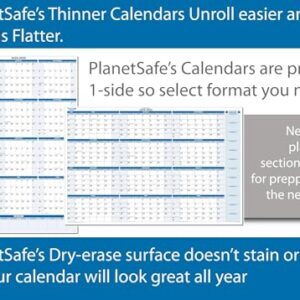 PlanetSafe Calendars Vertical Sky Blue July 2023 to June 2024 Fiscal/Academic Year 12 Month Wall Calendar Large 48 x 32 - Dry & Wet Erasable with Next Year Planner - Great for Office & Projects