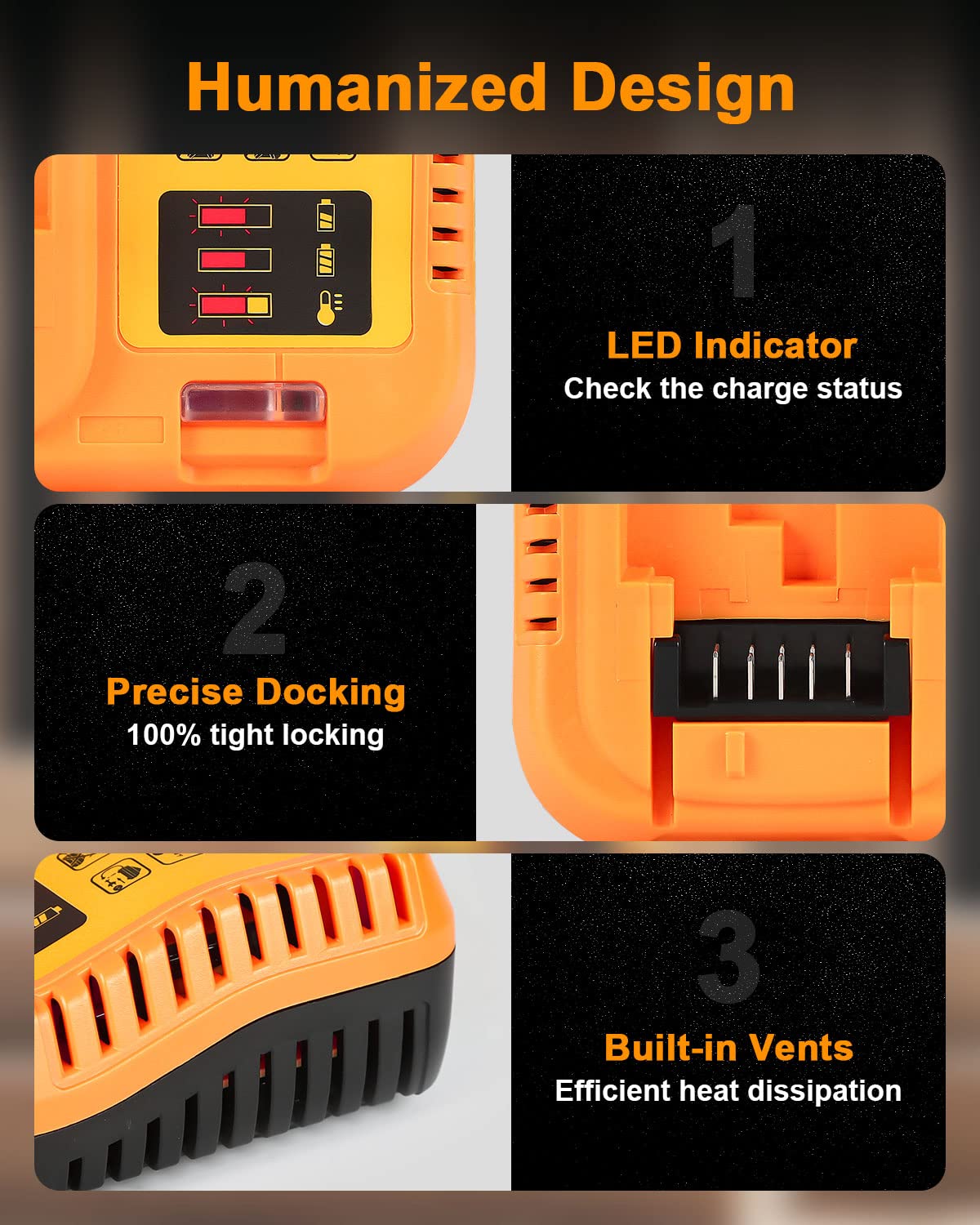 Aoasur DCB112 Battery Charger Replacement for Dewalt Compatible with 12V 20V Max Lithium BatteryDCB120 DCB127 DCB115 DCB118 DCB107 DCB105 DCB102(2 Batteries Included), Red,Yellow