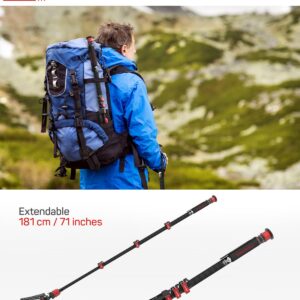 IFOOTAGE Cobra 3 Carbon Fiber Monopod with Pedal, 71" Professional Monopod for Cameras, Portable Travel Monopod with Feet, Max Load 17.64 lbs, Compatible with Sony Canon Nikon DSLR Camera, C180F-P