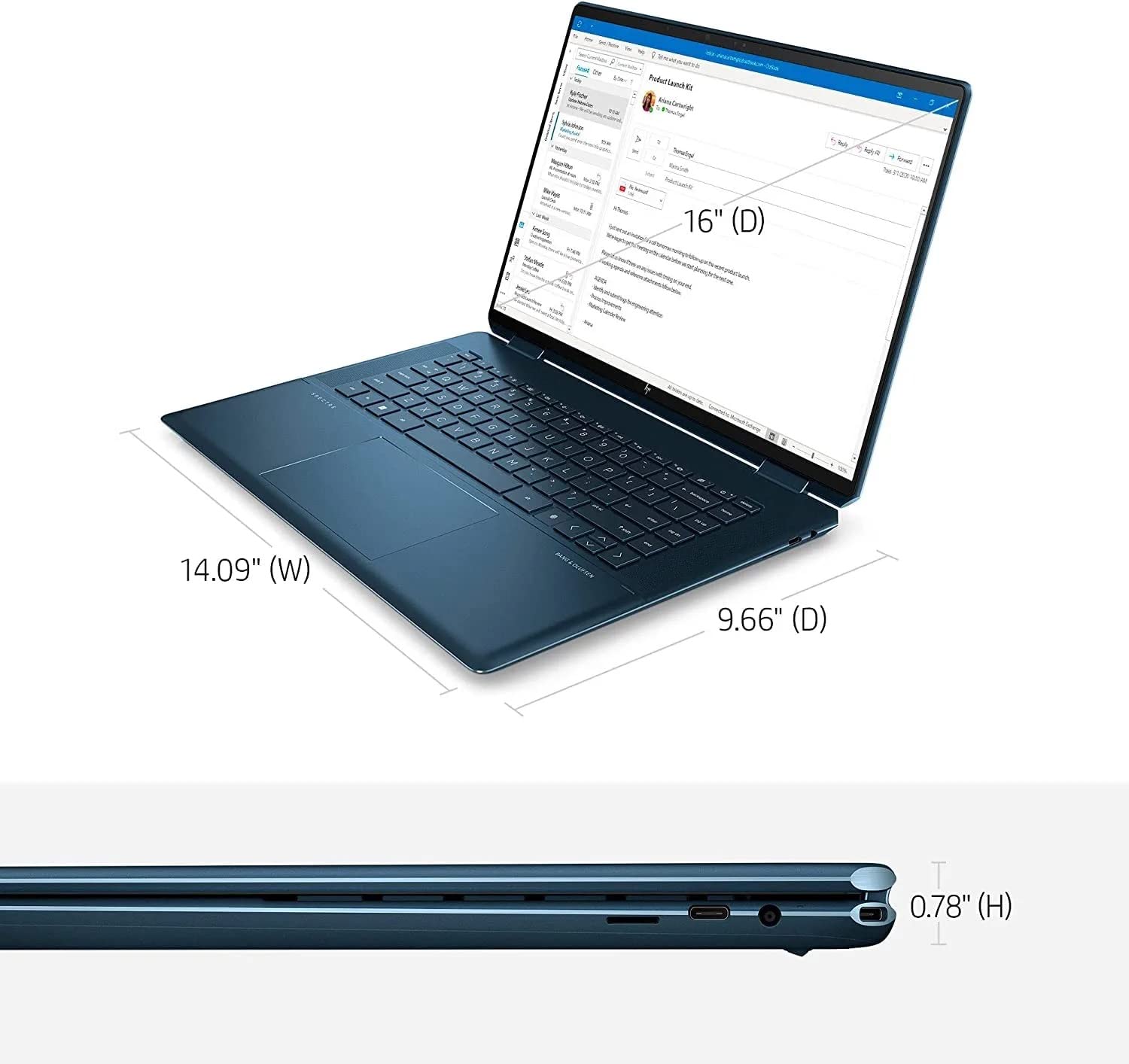 HP Spectre x360 2-in-1 Business Laptop (16" 3K QHD+ Touchscreen, Intel 14-Core i7-12700H, 16GB RAM, 2TB SSD, IST Stylus), Long Battery Life, Fingerprint, Backlit, Thunderbolt 4, Wi-Fi 6E, Win 11 Pro