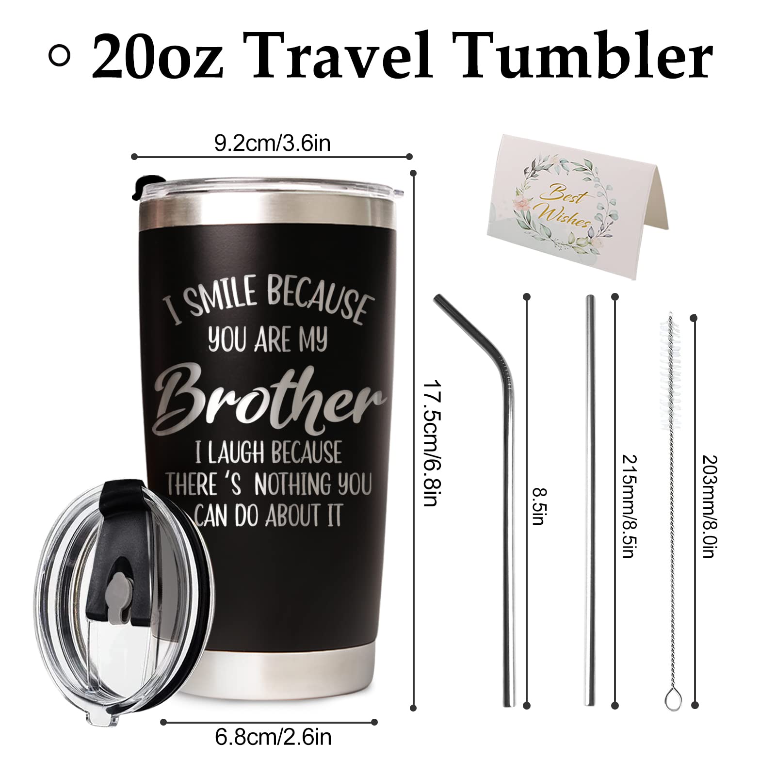 BeneCharm Gifts for Brother - Brother Gifts from Sister - Christmas Birthday Fathers Day Gift for Brother - Brother Tumbler Coffee Cup