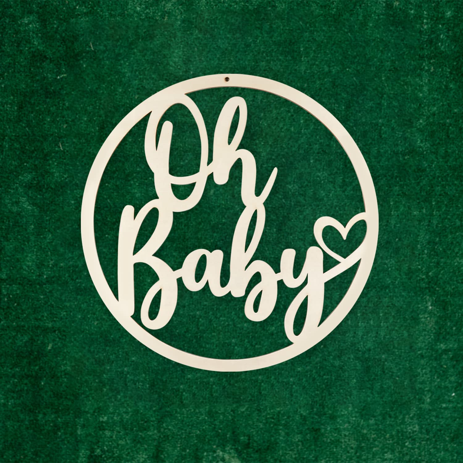 Large Wooden Oh Baby Sign 14 inch Letter Cutouts Wall Hanging Baby Shower Nursery Decor Big Round Circle Wood Oh Baby Signs for Backdrop Baby Announcements Gender Reveal Party Wall Photo Props