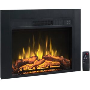 efiretric® adam electric fireplace insert with front trim kit, 23" w x 17" h (ef447) with front trim kit, 1500w heater, remote control and timer