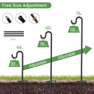 76" Shepherds Hooks for Outdoor, Extra Thick Bird Feeder Pole with 5 Prong Base, Adjustable Shepards Hook for Garden, Weddings, Hanging Plant