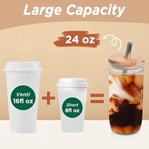 MCleanPin Iced Coffee Cups,Reusable Boba Tea Cups with Lids and Straws,4PACK 16oz Drinking Glass Tumblers for Coffee,Tea,Juice