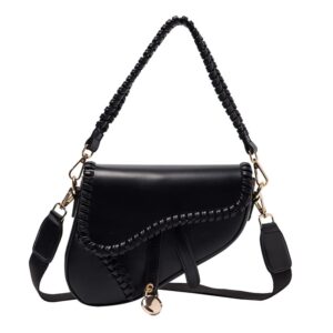 jbb women saddle shoulder bag knit underarm crossbody bag vintage satchel handbag small purse