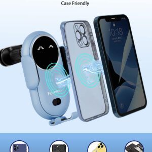 Wireless Car Charger, Phone Mount for Car Wireless Charger Smart Sensor Air Vent, Automatic Clamping Phone Holder Compatible with iPhone 14/13/12/11//XS/XR/8, Samsung S22/S21/S20/Note 20, etc(Blue)