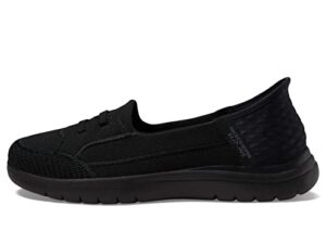 skechers women's boat shoe, black/black, 8