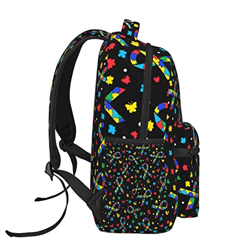 Qurdtt Autism Awareness Backpack High Capacity Laptop Backpack Travel Hiking Camping Daypack for Men Women