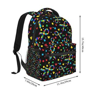 Qurdtt Autism Awareness Backpack High Capacity Laptop Backpack Travel Hiking Camping Daypack for Men Women