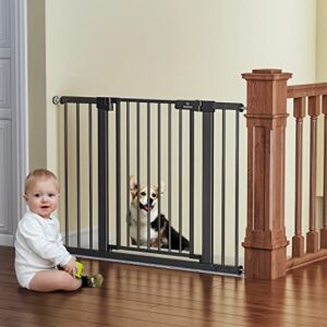 BabyBond 27-43" Easy Install Baby Gate for Stairs, Extra Wide Baby Gates for Doorway, Auto Close Safety Dog Gate, with Extenders and Pressure/Hardware Mounting Kit, Black1