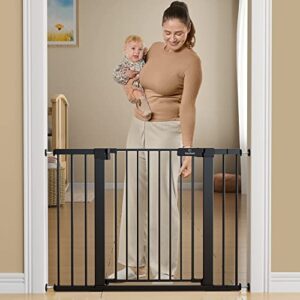 BabyBond 27-43" Easy Install Baby Gate for Stairs, Extra Wide Baby Gates for Doorway, Auto Close Safety Dog Gate, with Extenders and Pressure/Hardware Mounting Kit, Black1