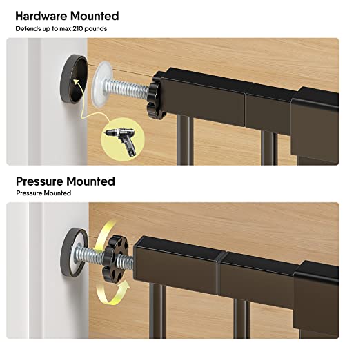 BabyBond 27-43" Easy Install Baby Gate for Stairs, Extra Wide Baby Gates for Doorway, Auto Close Safety Dog Gate, with Extenders and Pressure/Hardware Mounting Kit, Black1