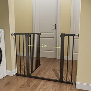 BabyBond 27-43" Easy Install Baby Gate for Stairs, Extra Wide Baby Gates for Doorway, Auto Close Safety Dog Gate, with Extenders and Pressure/Hardware Mounting Kit, Black1